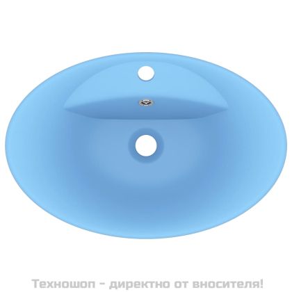 Мивка с преливник лукс овал светлосин мат 58,5x39 см керамика