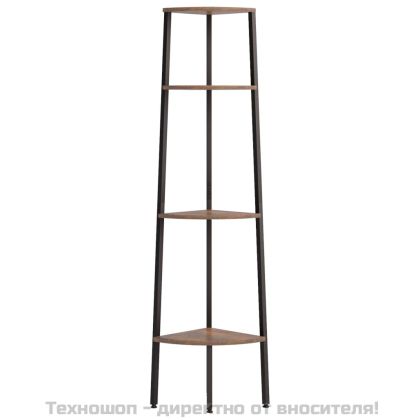 Ъглов рафт с 4 нива, тъмнокафяв и черен, 45,5x31,5x150 см