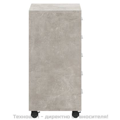 Шкаф с чекмеджета с колелца бетонно сиво инженерно дърво