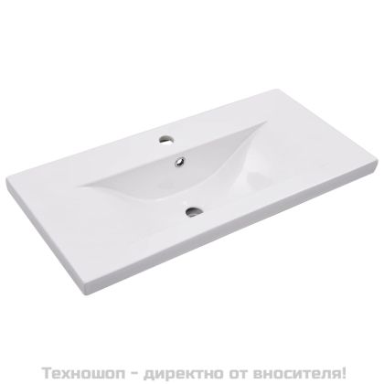 Шкаф за баня с вградена мивка, бял, инженерно дърво