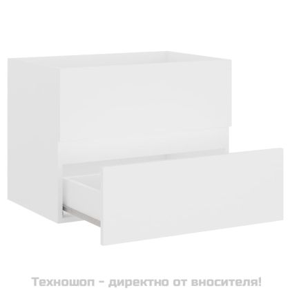 Комплект мебели за баня, бял, инженерно дърво