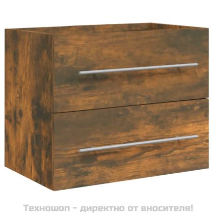 Шкаф за мивка с вградена мивка, опушен дъб, инженерно дърво