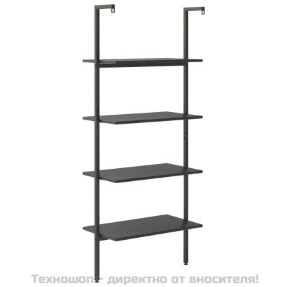 Етажерка стълба с 4 рафта черна 64x35x152,5 см