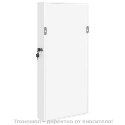 Огледален шкаф за бижута, стенен монтаж, бял, 30x8,5x67 см