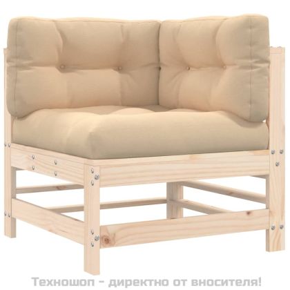 Градински лаундж комплект, 7 части, с възглавници, дърво масив