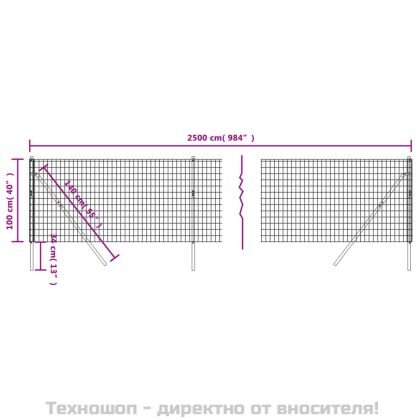 Ограда от телена мрежа антрацит 1x25 м поцинкована стомана