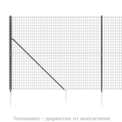 Ограда от телена мрежа с шипове, антрацит, 2x10 м