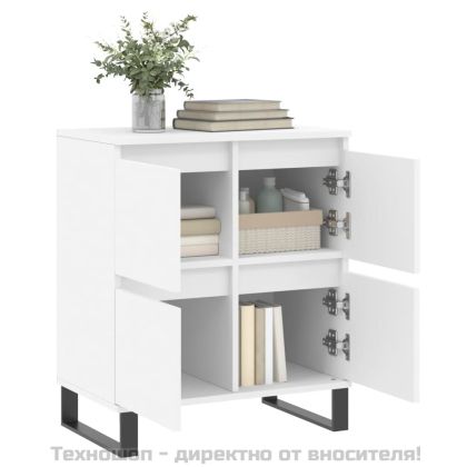 Сайдборд, бял, 60x35x70 см, инженерно дърво