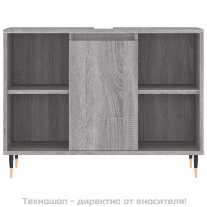 Комплект мебели за баня от 3 части сив сонома инженерно дърво