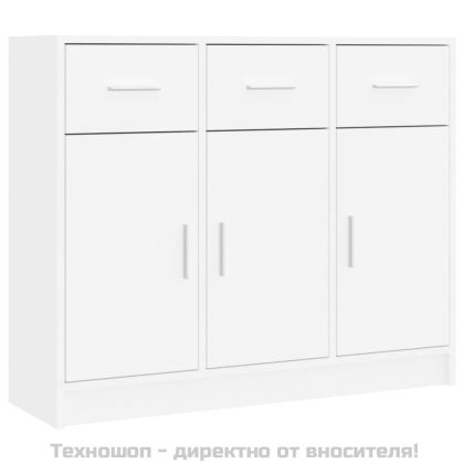 Бюфет, бял, 91x28x75 см, инженерно дърво