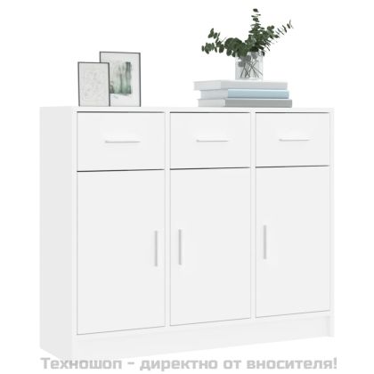 Бюфет, бял, 91x28x75 см, инженерно дърво