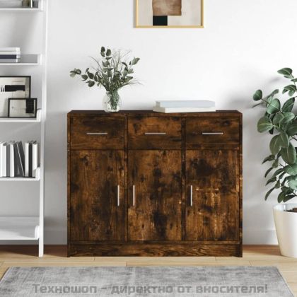 Бюфет опушен дъб 91x28x75 см инженерно дърво