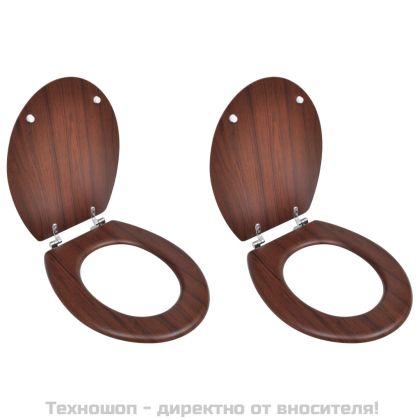 Тоалетни седалки с капаци, 2 бр, МДФ, кафяви
