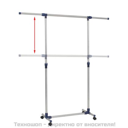 Регулируема стойка за дрехи, стомана, 165x44x150 см, сребриста