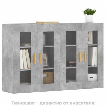 Стенни шкафове, 2 бр, бетонно сиви, инженерно дърво