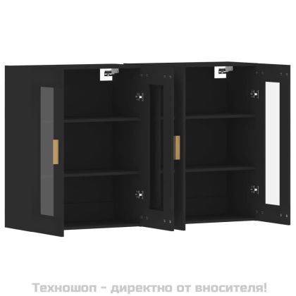 Стенни шкафове, 2 бр, черни, инженерно дърво