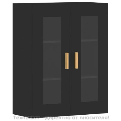 Стенни шкафове, 2 бр, черни, инженерно дърво