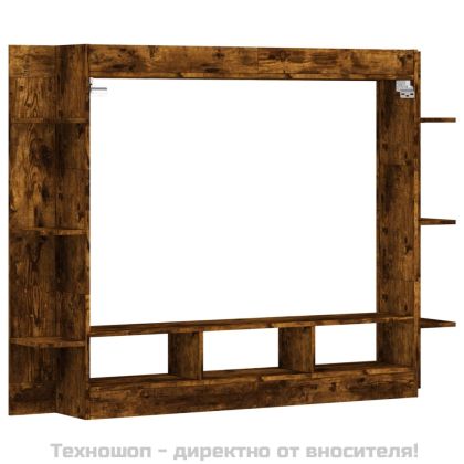 ТВ шкаф, опушен дъб, 152x22x113 см, инженерно дърво