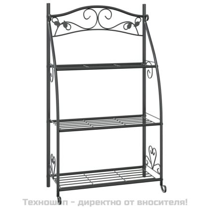 Стелаж за цветя, черен, 56x30x96 см, стомана