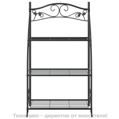 Стелаж за цветя, черен, 56x30x96 см, стомана