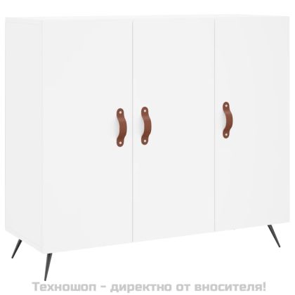 Сайдборд, бял, 90x34x80 см, инженерно дърво