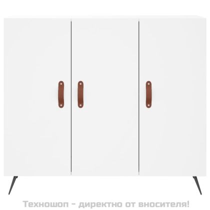 Сайдборд, бял, 90x34x80 см, инженерно дърво