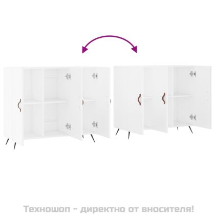 Сайдборд, бял, 90x34x80 см, инженерно дърво