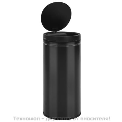 Кош за смет с автоматичен сензор 80 л въглеродна стомана черен