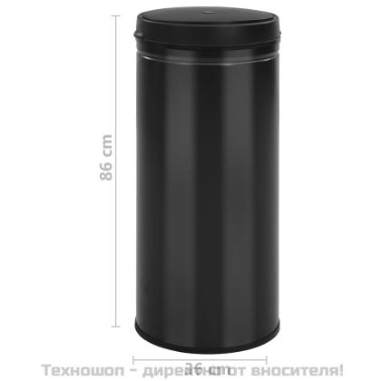 Кош за смет с автоматичен сензор 80 л въглеродна стомана черен