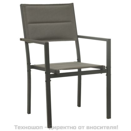 Градински трапезен комплект 3 части черен стомана и текстилен