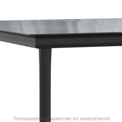Градински трапезен комплект 3 части черен стомана и текстилен