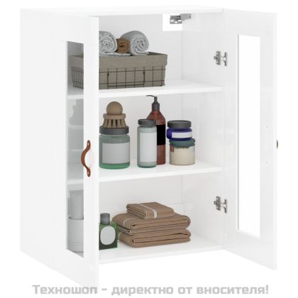 Стенен шкаф бял гланц 69,5x34x90 см