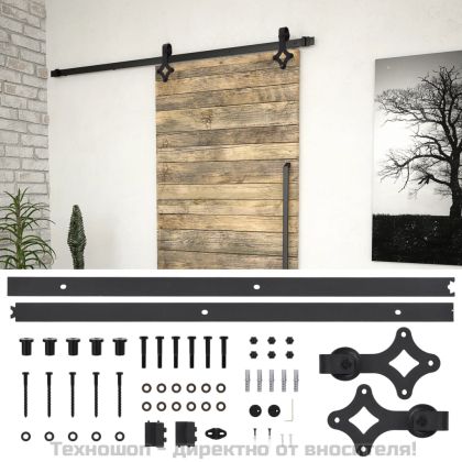 Комплект механизъм за плъзгаща врата SKIEN 183 см стомана черен