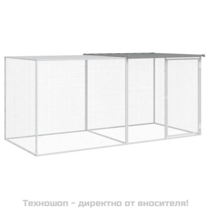 Клетка за пилета с покрив светлосива 203x98x90 см стомана