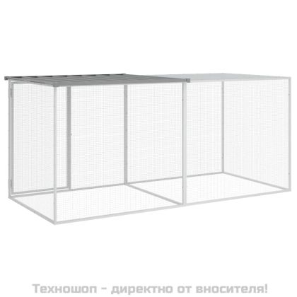 Клетка за пилета с покрив светлосива 203x98x90 см стомана