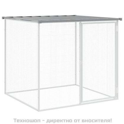 Клетка за пилета с покрив светлосива 203x98x90 см стомана