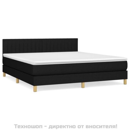 Боксспринг легло с матрак, черно, 160x200 см, плат