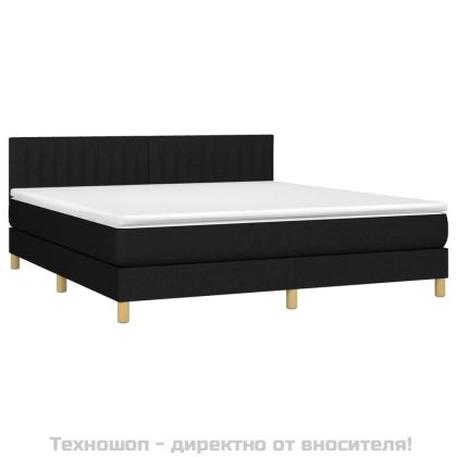 Боксспринг легло с матрак, черно, 160x200 см, плат