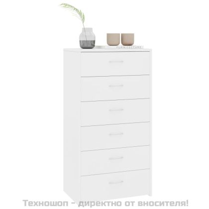 Бюфет с 6 чекмеджета, бял, 50x34x96 см, ПДЧ