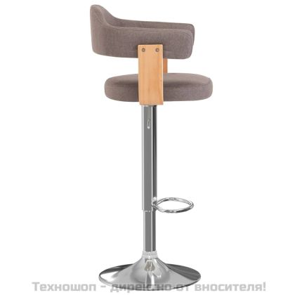 Бар табуретки, 2 бр, таупе, извито дърво и текстил