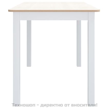 Трапезна маса бяло и кафяво 114x71x75 cм каучуково дърво масив