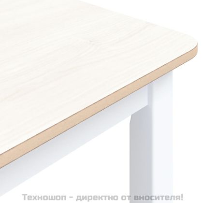 Трапезна маса бяло и кафяво 114x71x75 cм каучуково дърво масив