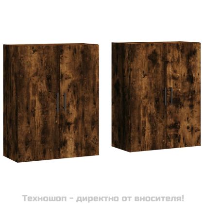 Стенни шкафове, 2 бр, опушен дъб, 69,5x34x90 см