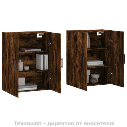 Стенни шкафове, 2 бр, опушен дъб, 69,5x34x90 см