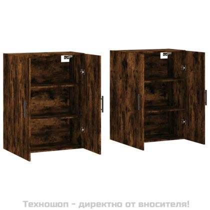 Стенни шкафове, 2 бр, опушен дъб, 69,5x34x90 см