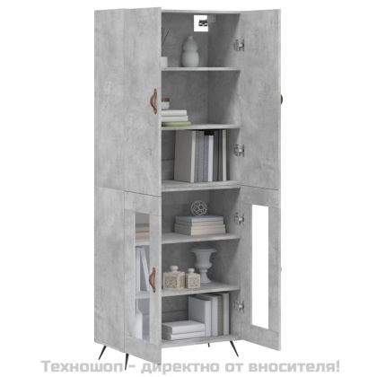 Висок шкаф, бетонно сив, 69,5x34x180 см, инженерно дърво