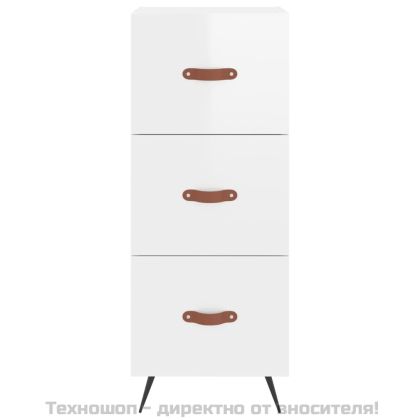 Висок шкаф, бял гланц, 34,5x34x180 см, инженерно дърво