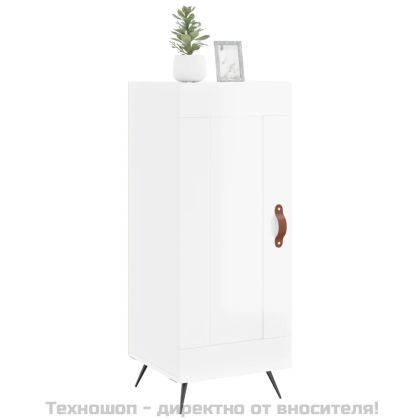 Сайдборд, бял гланц, 34,5x34x90 см, инженерно дърво