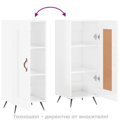 Сайдборд, бял гланц, 34,5x34x90 см, инженерно дърво