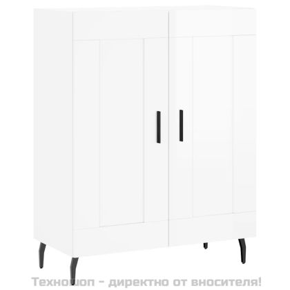 Сайдборд, бял гланц, 69,5x34x90 см, инженерно дърво